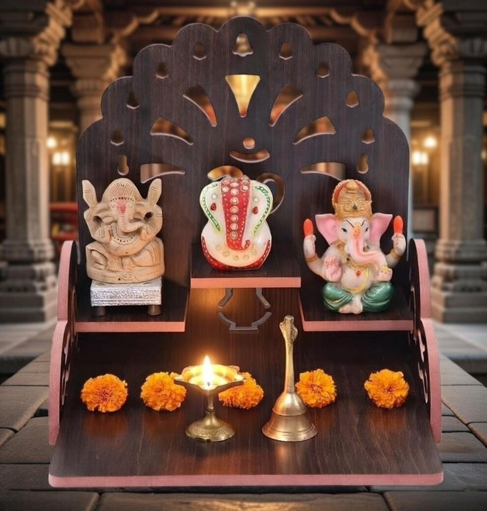 Samriddhi Wooden Mandir for Home – Minimal Pooja Temple with OM Design