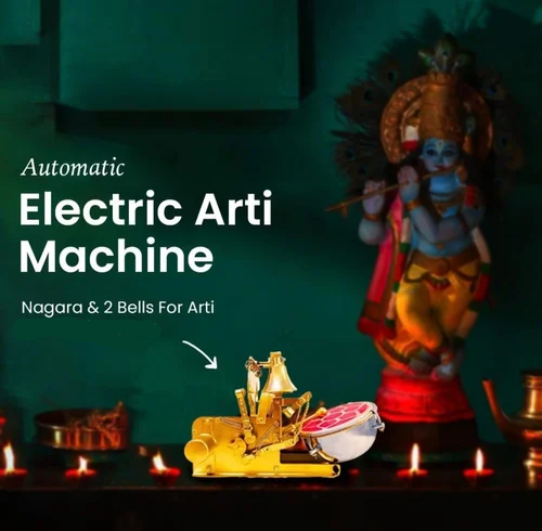 24K Pure Gold Plated Brass Auto Aarti Machine | 3 Years Warranty