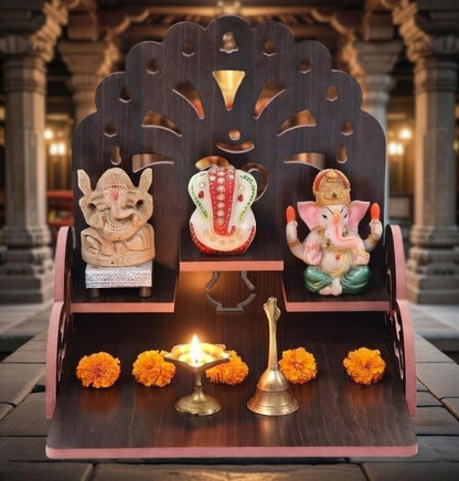 Samriddhi Wooden Mandir for Home – Minimal Pooja Temple with OM Design